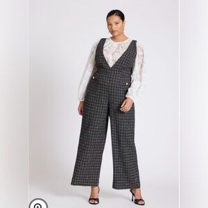 Eloquii Tweed Black and White Jumpsuit NWT